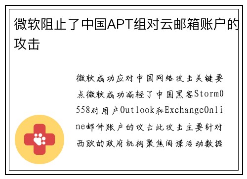 微软阻止了中国APT组对云邮箱账户的攻击 