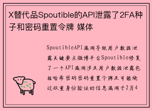 X替代品Spoutible的API泄露了2FA种子和密码重置令牌 媒体